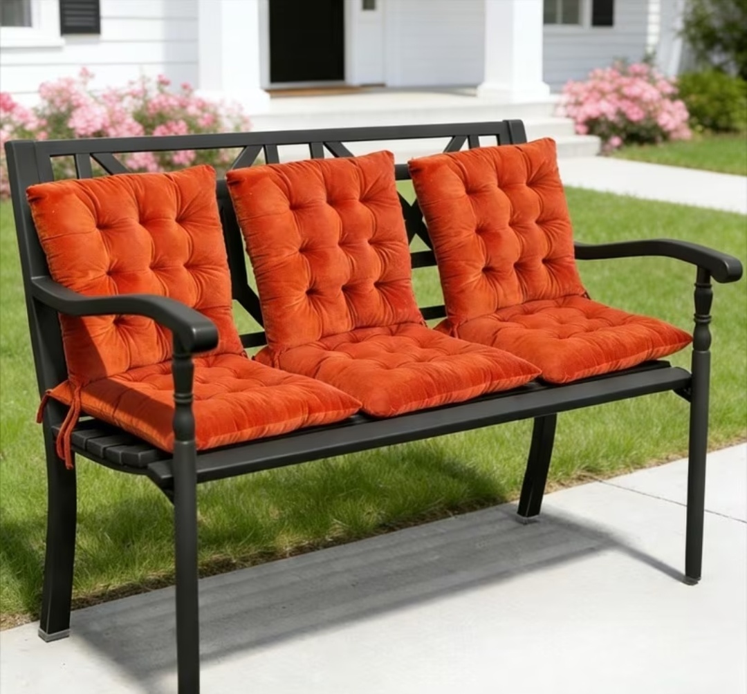 6 Pack Velvet Square Plush Seat Cushions with Anti-Slip Ties, Square Velvet Seat Cushion, for Outdoor Bench, Dining Chairs, Garden Decorative Throw Pillows, Patio Chairs, Long Sitting.