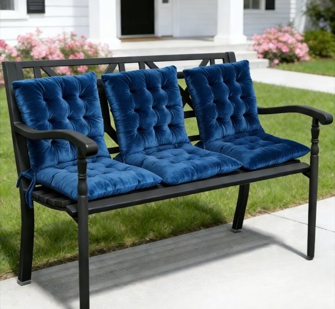 6 Pack Velvet Square Plush Seat Cushions with Anti-Slip Ties, Square Velvet Seat Cushion, for Outdoor Bench, Dining Chairs, Garden Decorative Throw Pillows, Patio Chairs, Long Sitting.