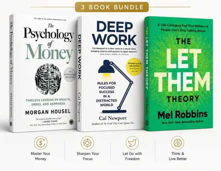 1. The Psychology of Money by Morgan Housel 2. Deep Work by Cal Newport 3. Let Them Theory by Mel Robbins