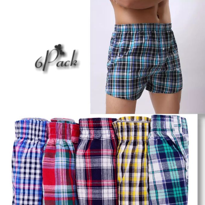 6Pcs Finest Quality Pure Cotton Checked Men’s Boxers – Soft Breathable Comfortable Men Underwear Shorts, Loose Fit Elastic Waist Cotton Innerwear for Daily Wear, Sleepwear & All-Day Comfort