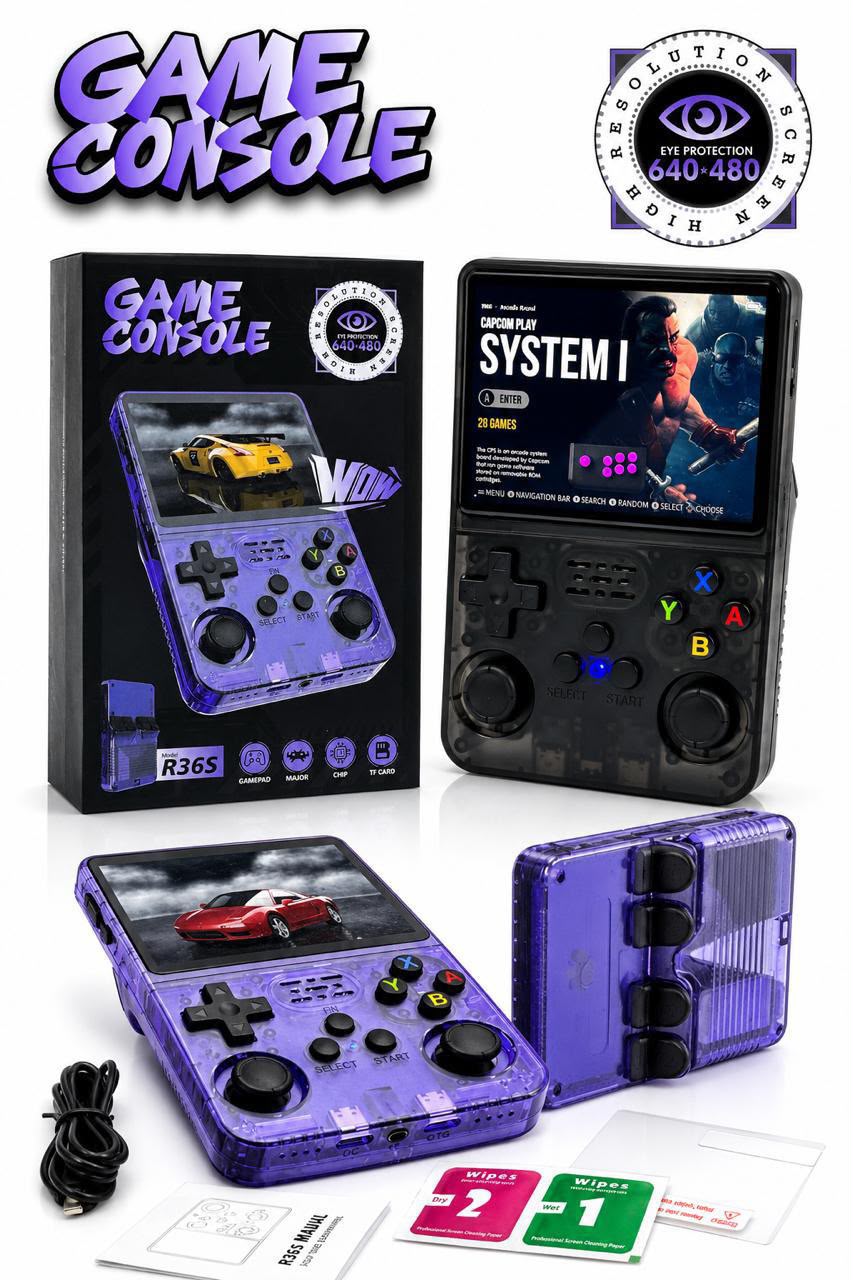 R36S Retro Handheld Gaming Console – 3.5-Inch IPS Display, Portable Gaming Console, Built-in Classic Games, Rechargeable Battery, Dual Joysticks, Linux System, Pocket Game Player