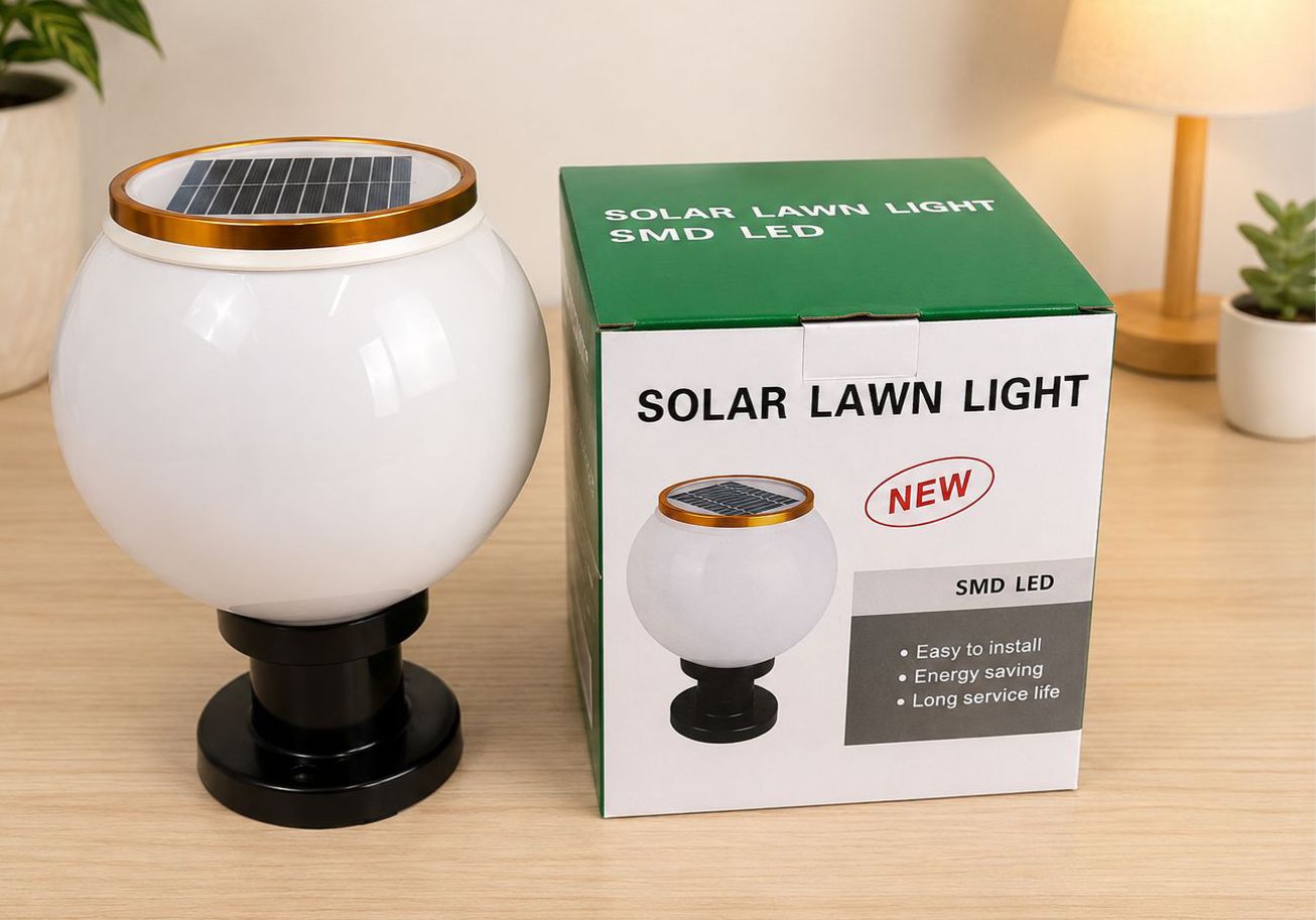 Solar LED Ball Garden Lawn Light with White Globe Lamp, Waterproof Outdoor Landscape Pathway Light, Black Post Base, Auto On/Off Solar Yard Light for Garden, Patio & Walkway