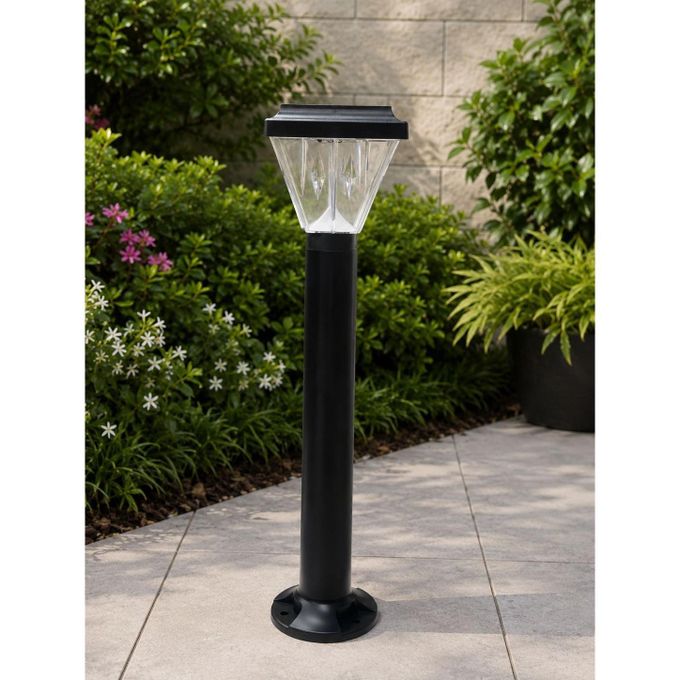 Black Solar Powered LED Garden Bollard Light, Waterproof Outdoor Landscape Pathway Lamp, Auto On/Off Solar Lawn Light for Garden, Walkway, Driveway, Patio & Yard