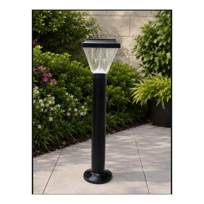 Black Solar Powered LED Garden Bollard Light, Waterproof Outdoor Landscape Pathway Lamp, Auto On/Off Solar Lawn Light for Garden, Walkway, Driveway, Patio & Yard