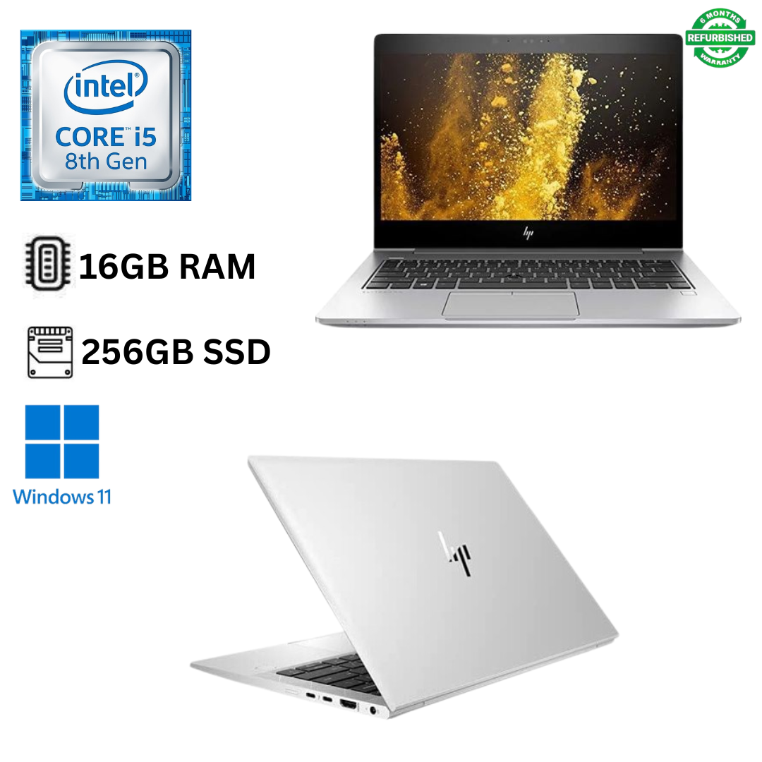 Refurbished HP EliteBook 830 G6 Core I5 8th Gen 16GB RAM 256GB SSD 13.3 Inches Full HD 1.6GHz - 3.9GHz Quad Core Processor Windows 11 Pro MS Office HDMI, Webcam Ultra-Slim Laptop