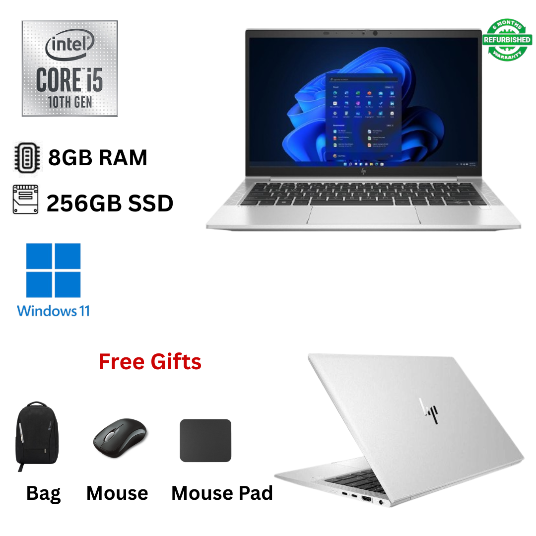 Refurbished HP EliteBook 840 G7 Core i5 10th Gen 8GB RAM 256GB SSD 14 Inch Full HD 1.6GHz up to 4.4GHz Quad Core Windows 11 Pro MS Office 2021 HDMI, Webcam, Slim Laptop + Free Bag, Mouse & Mouse Pad