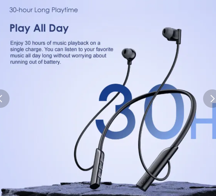 Oraimo necklace lite[OEB-311] call vibration wireless headphones,30 hours play time,vibration notification,Bluetooth 5.3,and HavyBass sound