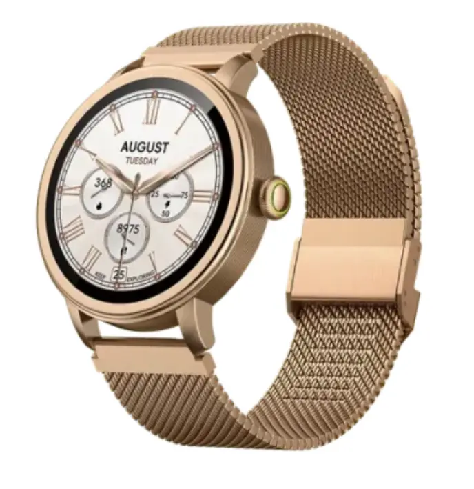 Oraimo Watch Muse (Model: OSW-831N) is a round-faced, highly elegant smartwatch designed with a blend of fashion and comprehensive health tracking