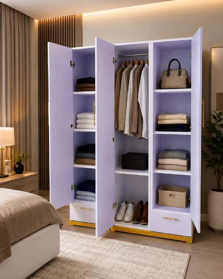 3-Door Wooden Wardrobe with Mirror