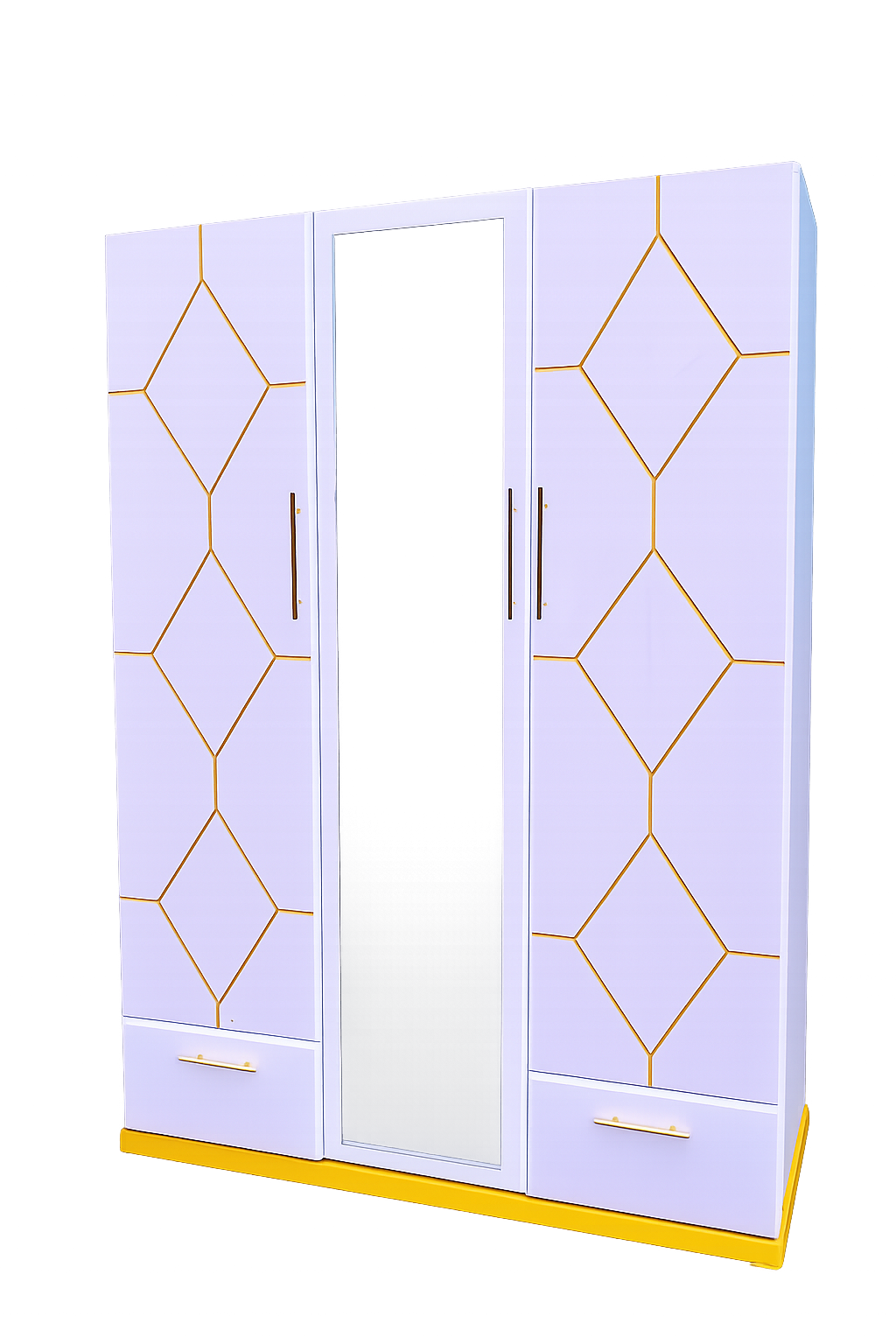3-Door Wooden Wardrobe with Mirror