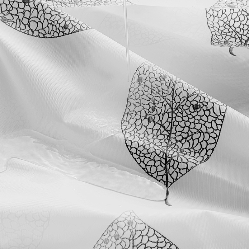 1PC Leaft Print PEVA Shower Curtain Liner with 12PC Hooks 180*180cm for Shower Stall Bathtubs Bathroom Curtains Shower Curtain Liner Set Waterproof Anti-Mould Proof Resistant