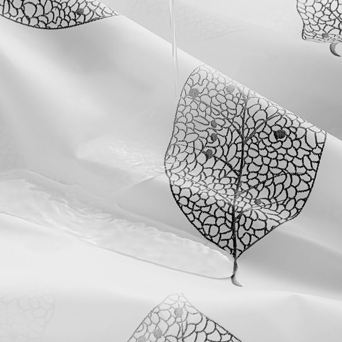 1PC Leaft Print PEVA Shower Curtain Liner with 12PC Hooks 180*180cm for Shower Stall Bathtubs Bathroom Curtains Shower Curtain Liner Set Waterproof Anti-Mould Proof Resistant