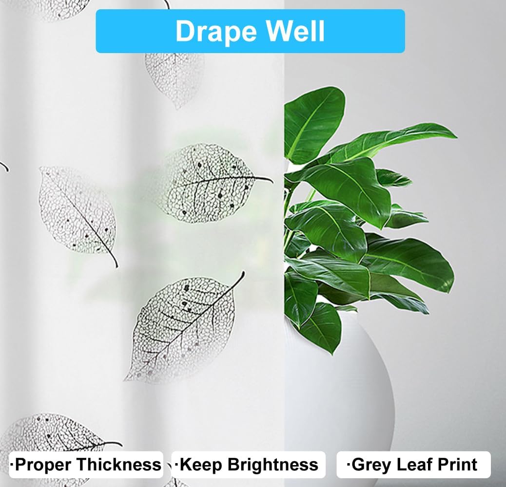 1PC Leaft Print PEVA Shower Curtain Liner with 12PC Hooks 180*180cm for Shower Stall Bathtubs Bathroom Curtains Shower Curtain Liner Set Waterproof Anti-Mould Proof Resistant