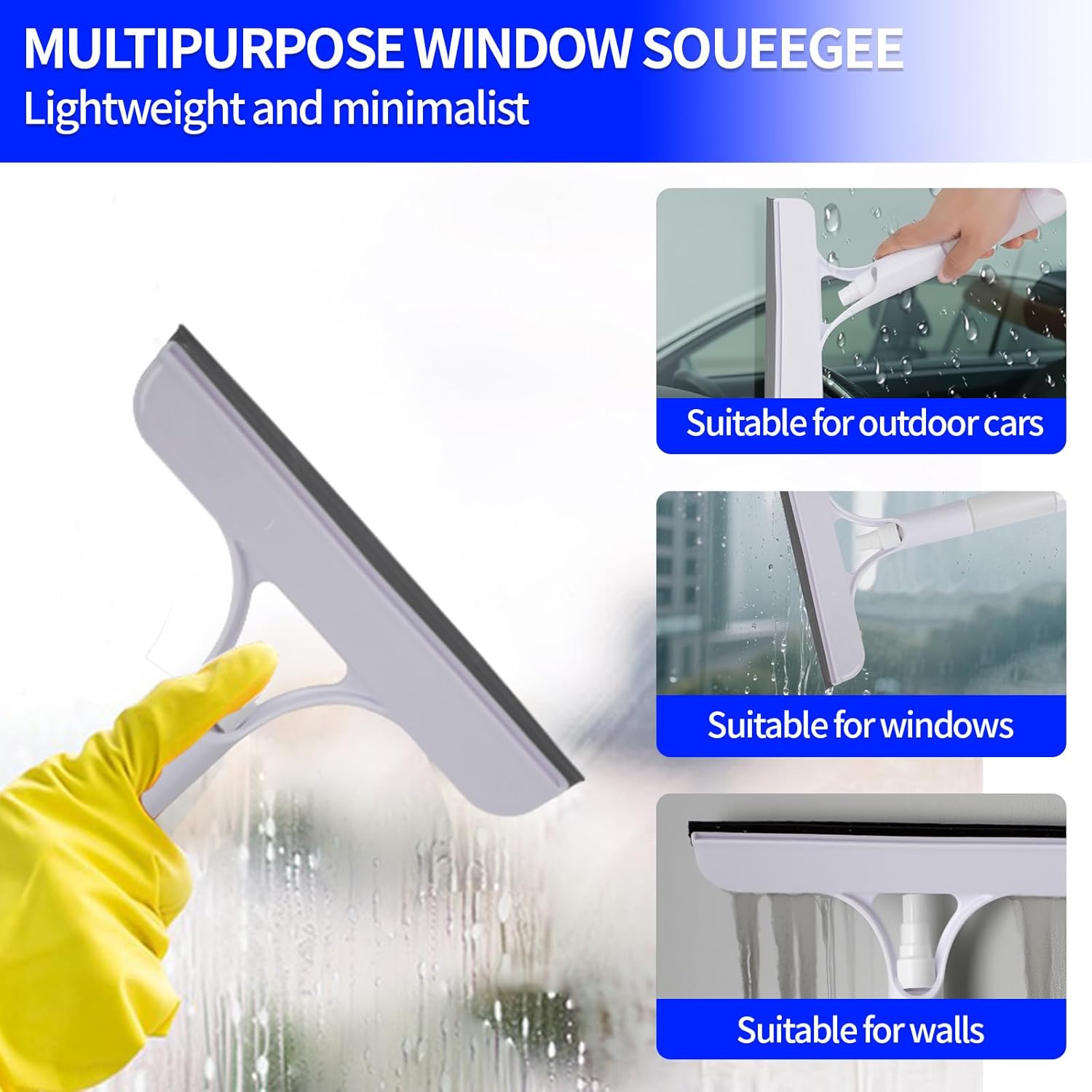 1PC All-Purpose Window Cleaning Scraper Shower Squeegee for Glass Door Glass Cleaner Squeegee with Spray Washer Wiper 3 Functions in 1 Perfect Household Cleaner Tool Walls Car Windshield