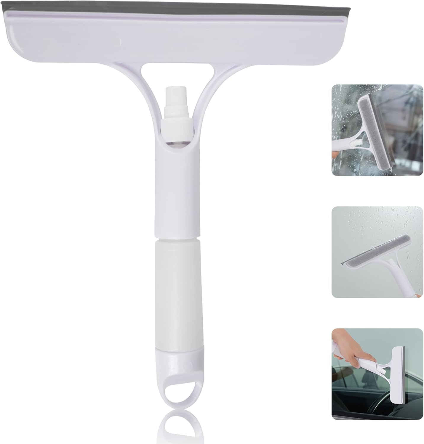 1PC All-Purpose Window Cleaning Scraper Shower Squeegee for Glass Door Glass Cleaner Squeegee with Spray Washer Wiper 3 Functions in 1 Perfect Household Cleaner Tool Walls Car Windshield