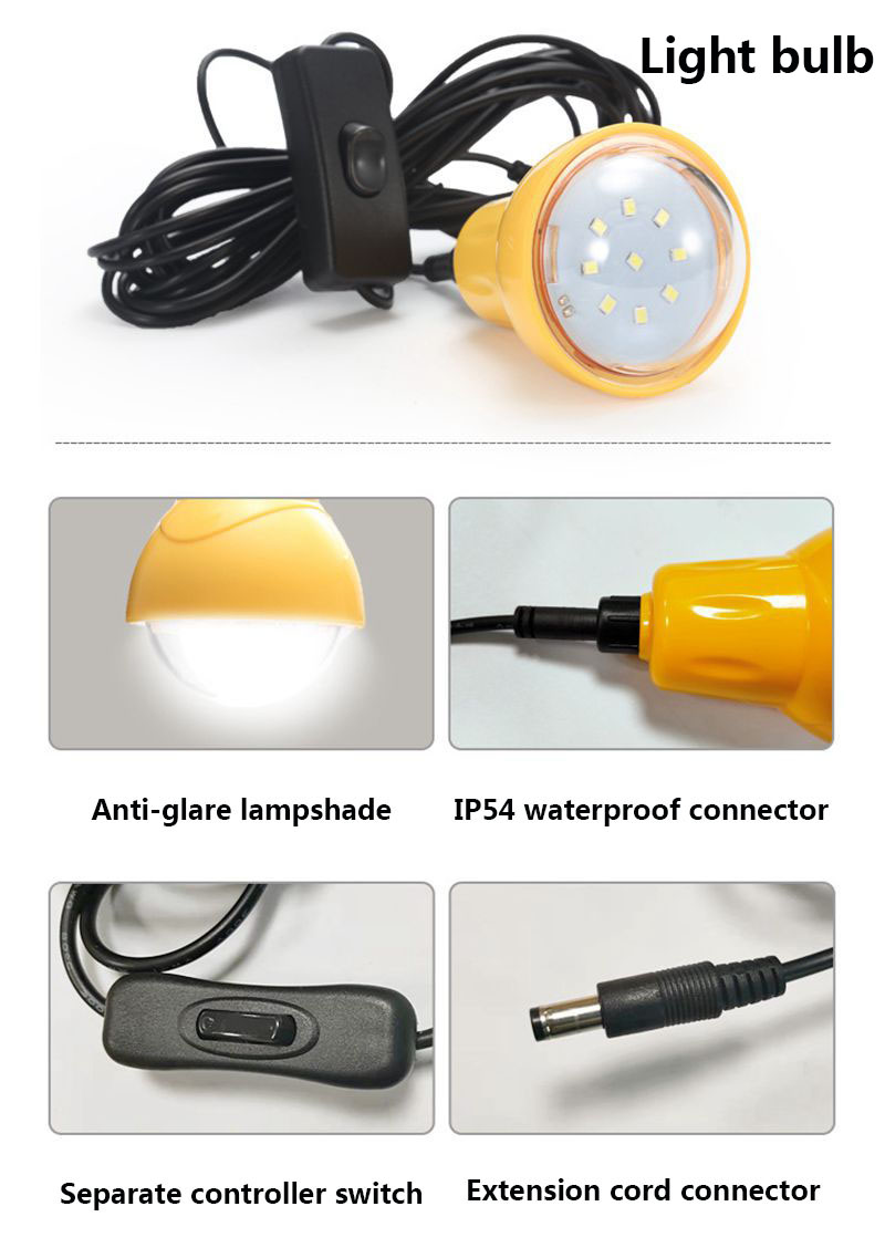 Solar Emergency Light Set Solar Panel Rechargeable LED Portable Round Light 3000mAh 6500-700K 120 Lumens USB Rechargeable LED Tent Light Flashlights