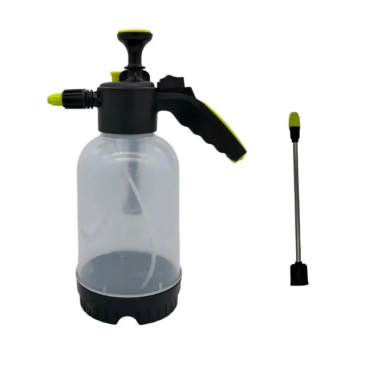 2L Handheld Pump Sprayer with Adjustable Nozzle Extra Long Spray Rod Garden Pressure Water Spray Bottle Safety Valve for Watering Plant Spraying Home Cleaning Fertilizing Car Washing Pet Bathing