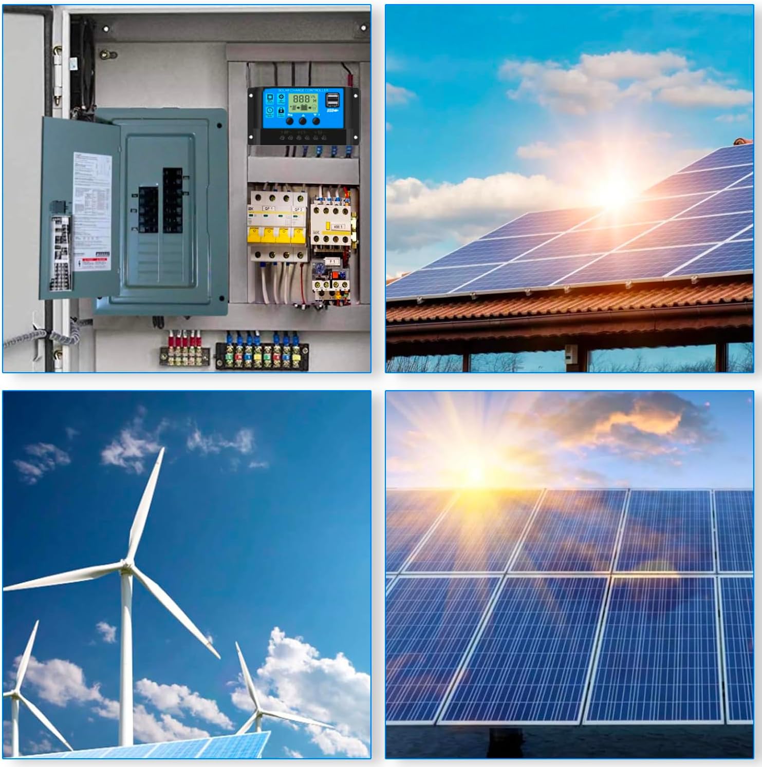 30A Solar Charge Controller 12V 24V Dual USB Solar Panel Battery Intelligent Regulator with LCD Display Auto Parameter Adjustable Timer Setting Multiple Load Control Modes