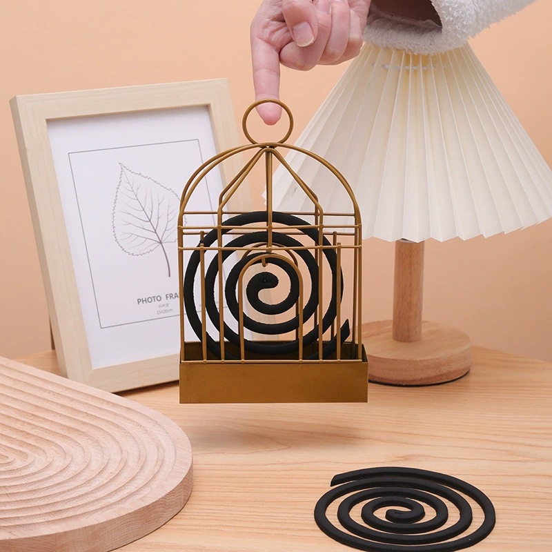 1pc Birdcage Mosquito Coil Holder Metal Fireproof Mosquito Coil Stand with Ash Catcher Hanging Design for Home Bedroom Outdoor Patio Camping
