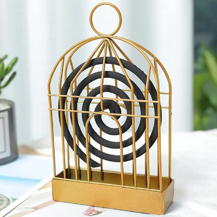 1pc Birdcage Mosquito Coil Holder Metal Fireproof Mosquito Coil Stand with Ash Catcher Hanging Design for Home Bedroom Outdoor Patio Camping