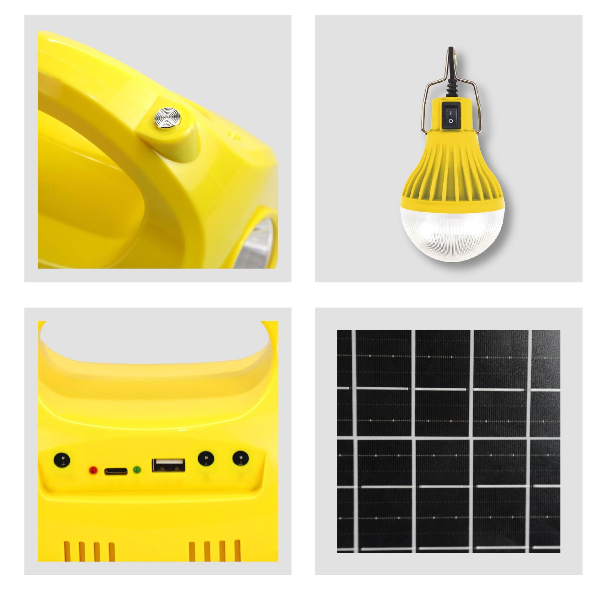 Solar Emergency Light Set Solar Panel Rechargeable LED Portable Round Light 3000mAh 6500-700K 120 Lumens USB Rechargeable LED Tent Light Flashlights