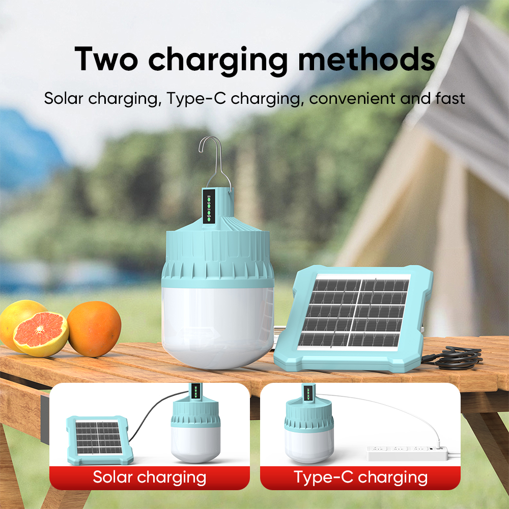 Solar Light Bulb Portable 2400mAh Solar Powered Camping Light Led Lantern Outdoor for Lamp Light Hiking Fishing Tent Indoor Shed Chicken Coop Hurricane Emergency with USB Rechargeable