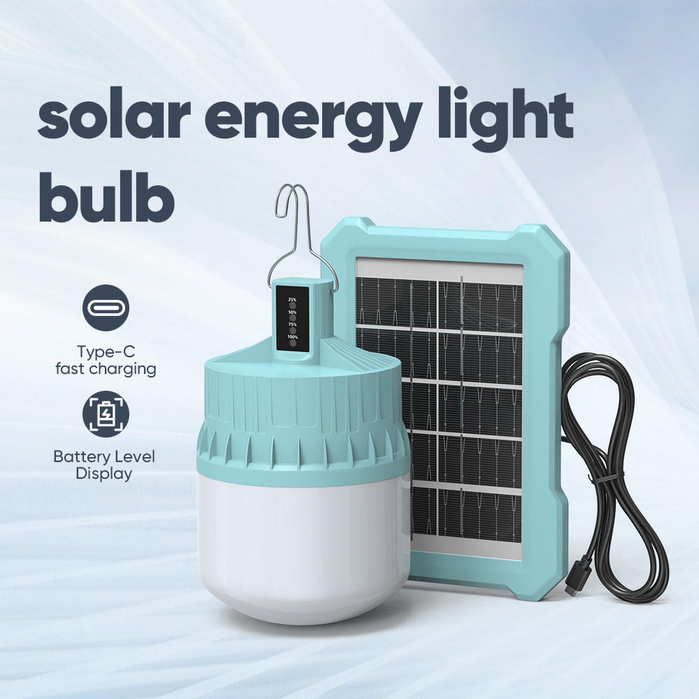 Solar Light Bulb Portable 2400mAh Solar Powered Camping Light Led Lantern Outdoor for Lamp Light Hiking Fishing Tent Indoor Shed Chicken Coop Hurricane Emergency with USB Rechargeable
