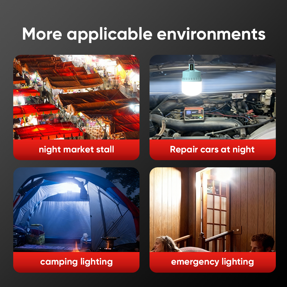Solar Light Bulb Portable 2400mAh Solar Powered Camping Light Led Lantern Outdoor for Lamp Light Hiking Fishing Tent Indoor Shed Chicken Coop Hurricane Emergency with USB Rechargeable