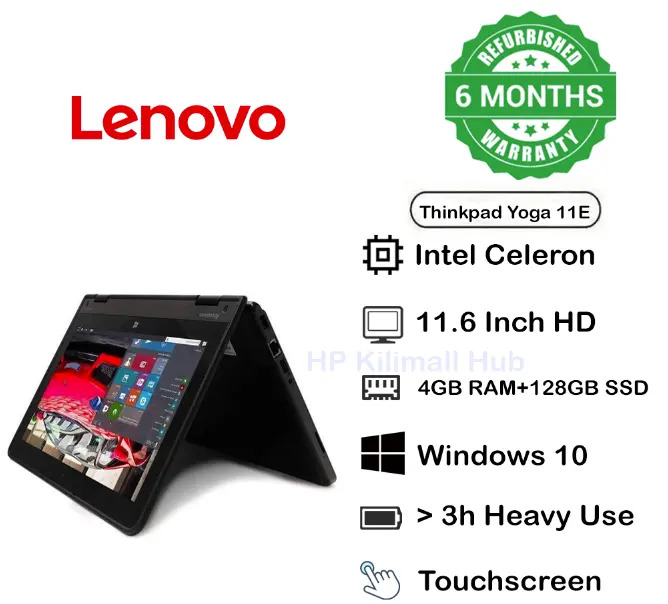 🚨Certified🚨 Lenovo ThinkPad Yoga 11e X360 2-in-1 Laptop Intel 1.3GHz 4GB RAM 128GB SSD Windows 11 Pro Office 13.3-Inch Full HD Touchscreen HDMI USB Ethernet FREE Laptop Bag & Mouse