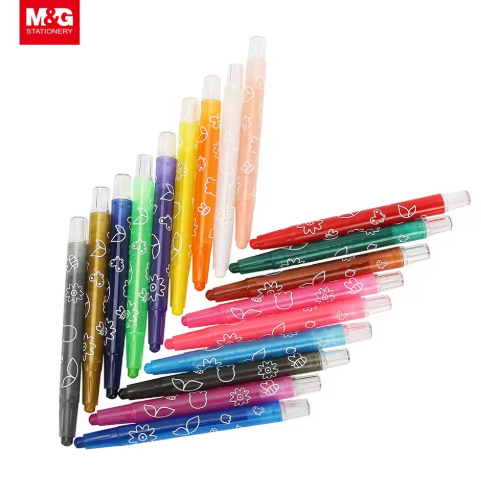 M&G 24 Color Deluxe Twistable Crayons Set (1 pack = 24pieces)- Professional Retractable Wax Crayons for Kids & Students, Non-Toxic Art Supplies in Durable PP Storage Box (AGMX4334)
