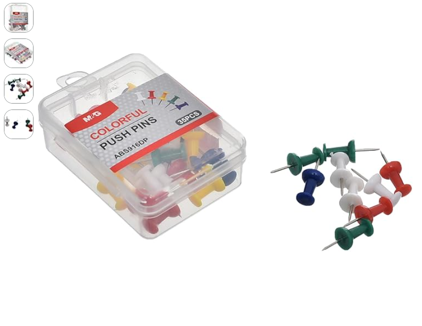 M&G Colorful Push Pins 92605 | ABS916DP Decorative Map & Notice Board Thumb Tacks | Office & School Bulletin Board Pins – Assorted Colors