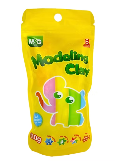 M&G 6 Color Modeling Clay Set (AKE04474) – 110g Non-Toxic Reusable Sculpting Clay, Vivid Primary Colors for Kids, School & DIY Art Projects.