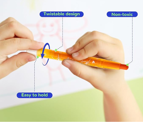 M&G "So Many Cats" Twistable Crayons - 24 Rich Colors Retractable Wax Crayons in Portable PVC Pouch - AGMX4337 Non-Toxic Smooth Coloring Set for Kids, Students & Gift-Giving