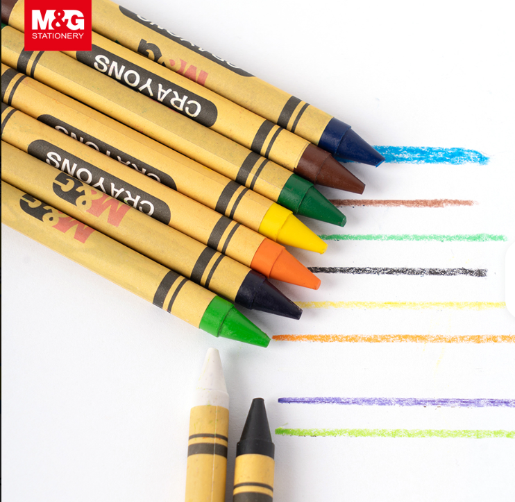 M&G Jumbo Non-Toxic (12-Color) Wax Crayon Set for Early Childhood Art & Craft Smooth Easy-Grip Art For Toddlers and Kids - AGMX4224