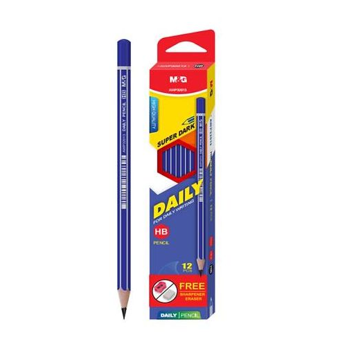 M&G Daily HB Graphite Pencil (1 Pack = 12 Pieces), Classic Hexagonal Wooden Writing Pencils Bulk Pack, Smooth Everyday Pencils for Office Note-Taking, School Classroom, & Home-use Stationery, AWP32013