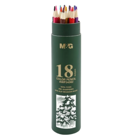 M&G 18 Vibrant Tin Colored Pencils Set, AWP34362 Professional Artist Sketching & School Color Pencils – Extended 18-Color Palette, Break-Resistant Lead & Smooth Blending (AWP34362)