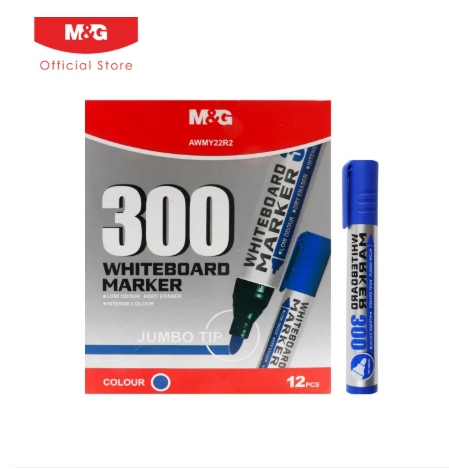 M&G Economical Jumbo Dry Erase Whiteboard Marker 300 Bullet Tip, (1 pack 12 pieces), Budget Friendly Low Odor White Board Marker Pens for Classroom School Office Home Presentation, AWMY22R2.