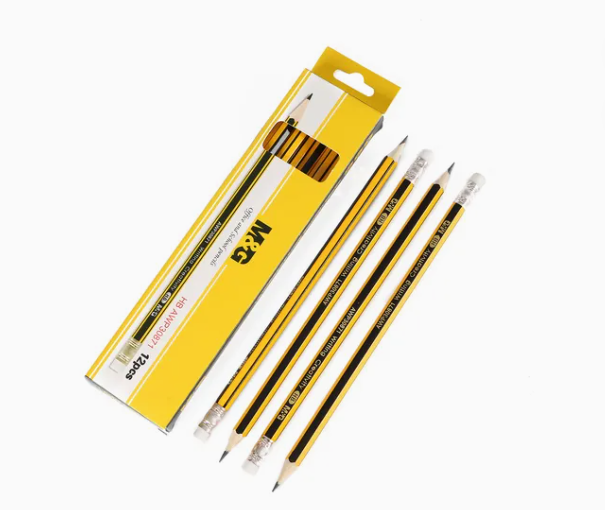 M&G HB Yellow Pencil with Eraser Top, (1 Pack Box = 12 pieces), Break-Resistant Lead, Smooth Writing Wooden Pencils for School, Office, and Sketching, Model AWP30871.