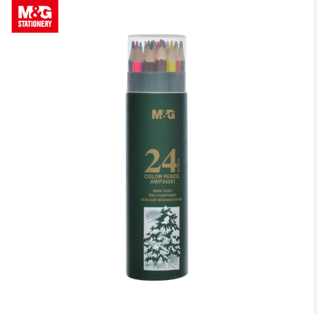 M&G 24 Vibrant Tin Colored Pencils Set, AWP34361 Professional Drawing & Sketching Pencils – Complete 24-Color Range, Break-Resistant Lead, Smooth Pigment for Artists & School (AWP34361).