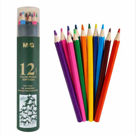 M&G 12 Vibrant Tin Colored Pencils Set, Premium Pre-Sharpened Color Pencils for Students, Professional Artist Sketching & School Projects – Break-Resistant Lead & Smooth Pigment (AWP34363)