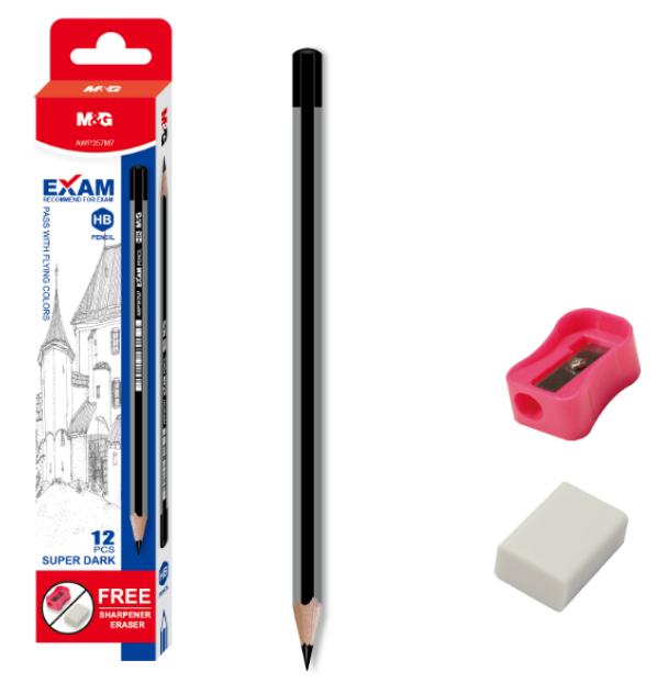 M&G M7 Exam HB Graphite Pencil (1 Pack = 12 Pieces), High-Contrast OMR Bubble Sheet Test Pencils, Premium Hexagonal Wooden School Examination & Office Drafting Pencils, Model AWP357M7