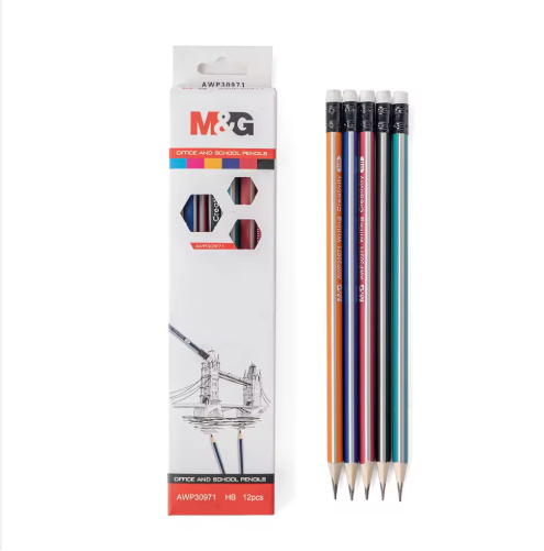M&G Triangular HB Graphite Pencil with Eraser Top, (1 Pack of 12 Pieces) Ergonomic Wooden Pencils, Break-Resistant Smooth Writing for Kids, Toddlers Handwriting Practice, School & Office AWP30971.