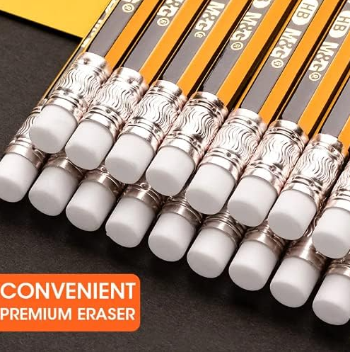 M&G HB Yellow Pencil with Eraser Top, (1 Pack Box = 12 pieces), Break-Resistant Lead, Smooth Writing Wooden Pencils for School, Office, and Sketching, Model AWP30871.
