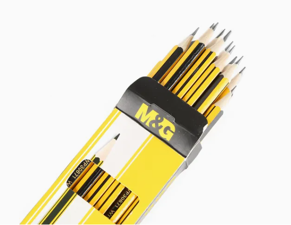 M&G HB Yellow Pencil with Eraser Top, (1 Pack Box = 12 pieces), Break-Resistant Lead, Smooth Writing Wooden Pencils for School, Office, and Sketching, Model AWP30871.