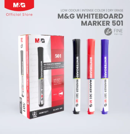 M&G Dry Erase Whiteboard Markers Round Tip Bullet Nib, (1 pack = 10 pieces), Easy Wipe Low Odor Dry Erase Marker Pens for School Classroom Office Home Board and Glass, AWMY2271.