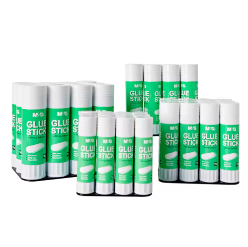 M&G Strong PVA Glue Stick 9g, 15g, 21g, 36g Smooth Solid Adhesive for School Kids Art Craft Office Paper Cardboard Bonding, Washable Non-Toxic Clear Drying Crafting Glue.