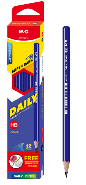 M&G Daily HB Graphite Pencil (1 Pack = 12 Pieces), Classic Hexagonal Wooden Writing Pencils Bulk Pack, Smooth Everyday Pencils for Office Note-Taking, School Classroom, & Home-use Stationery, AWP32013