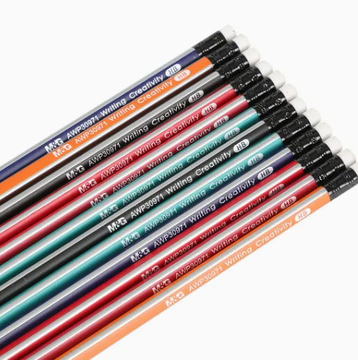 M&G Triangular HB Graphite Pencil with Eraser Top, (1 Pack of 12 Pieces) Ergonomic Wooden Pencils, Break-Resistant Smooth Writing for Kids, Toddlers Handwriting Practice, School & Office AWP30971.