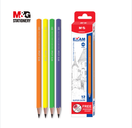 M&G Exam HB Neon Graphite Pencil (1 Pack = 12 Pieces), High-Density OMR Scan Sheet Testing Pencils, Hexagonal Wooden School Examination & Office Drafting Pencils, Model AWP32014