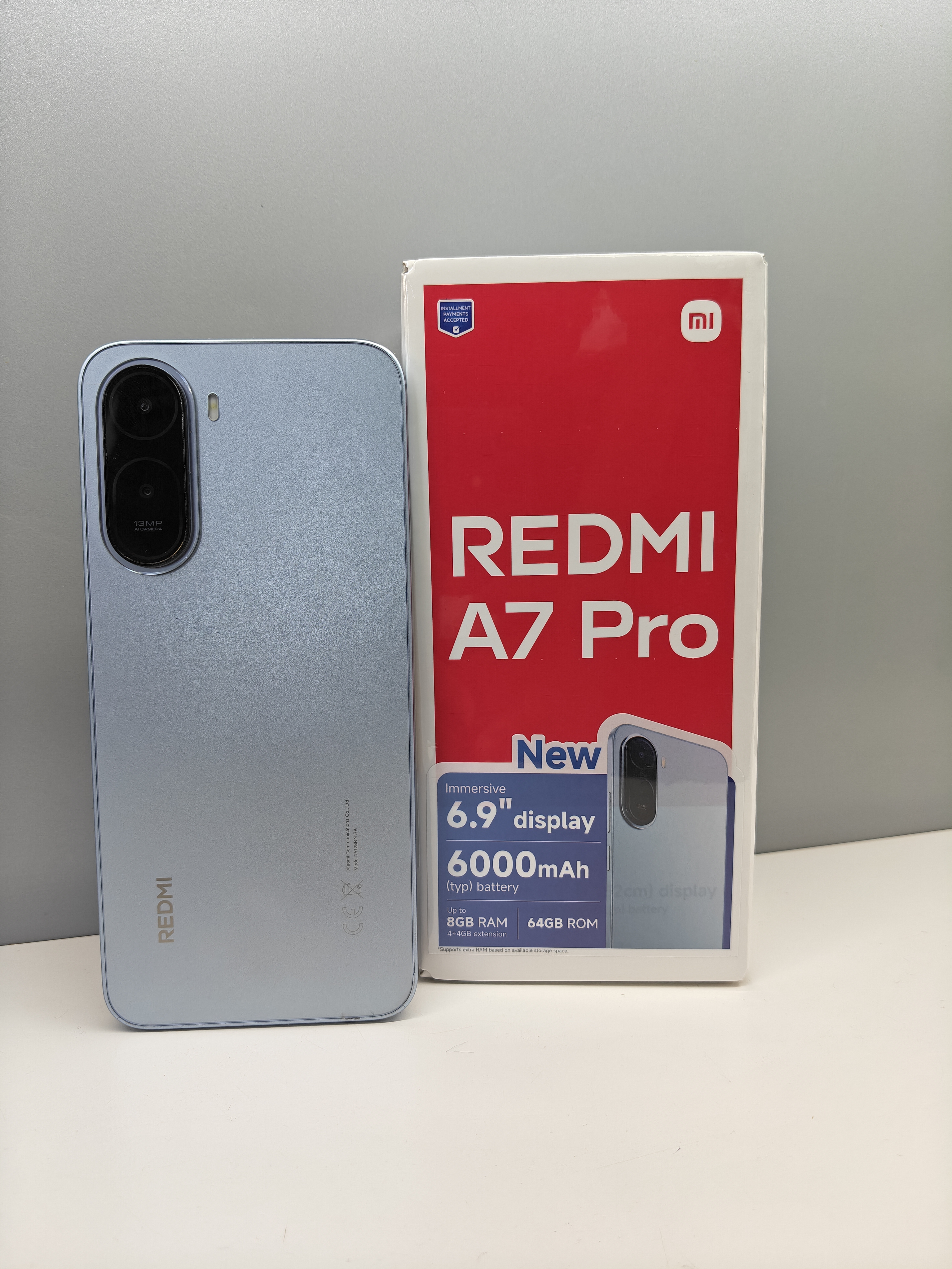 NEW ARRIVALS DEALS!!Redmi A7 PRO Smartphone - 6.9" LCD Display 4GB RAM + 128GB ROM Dual SIM 6000mAh 13MP main camera 8MP Selfie camera Side fingerprint sensor Type C charger